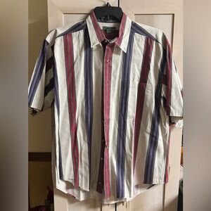 Mens Sz Large - Retro 80's - Colorful Striped Short Sleeve ClubFellow Button Up